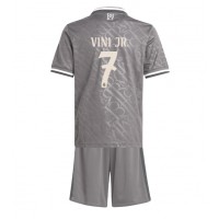 Camisa de Futebol Real Madrid Vinicius Junior #7 Equipamento Alternativo Infantil 2024-25 Manga Curta (+ Calças curtas)